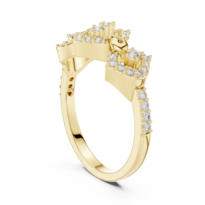 Triple Geometric Cluster Pave Lab Grown Diamond Ring