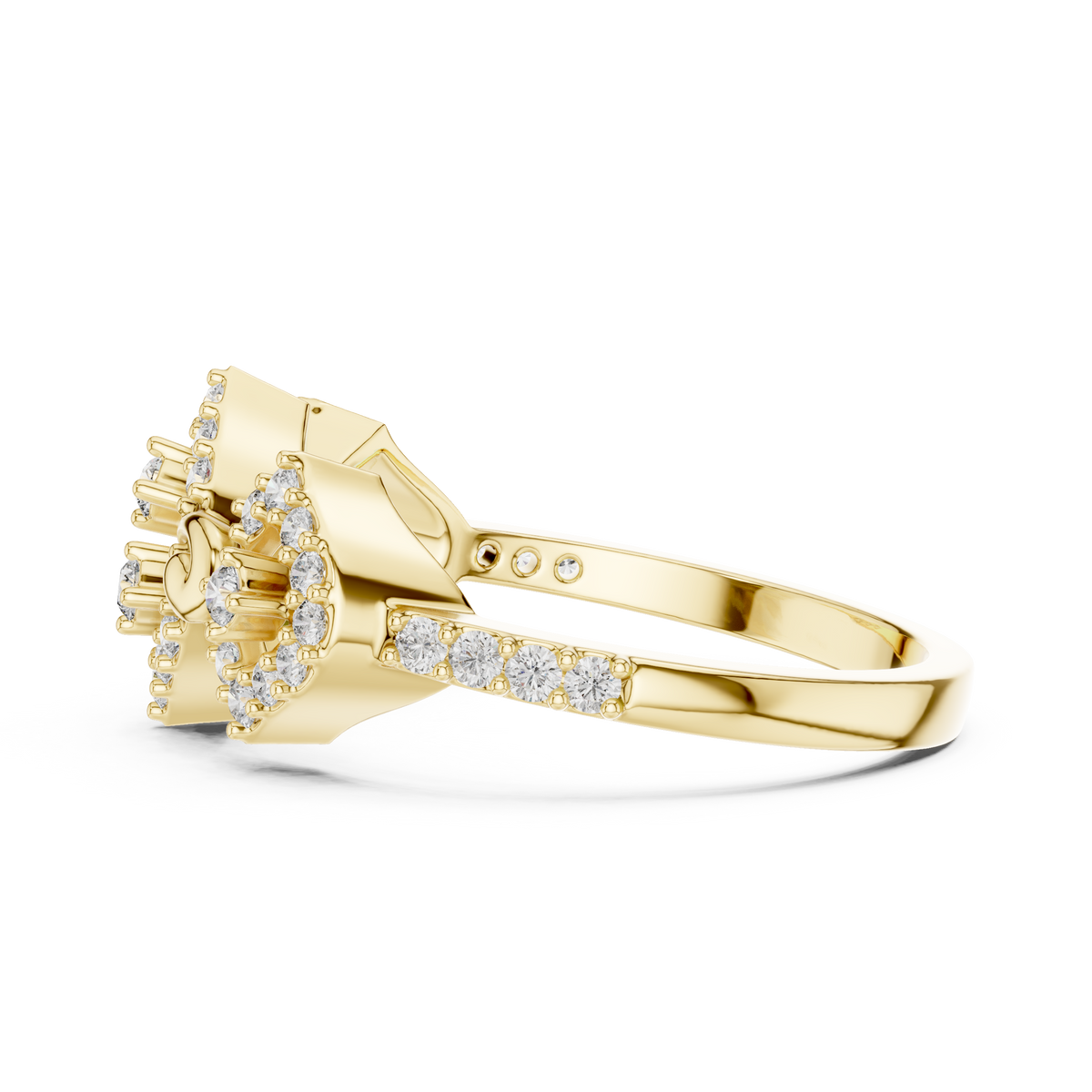 Triple Geometric Cluster Pave Lab Grown Diamond Ring