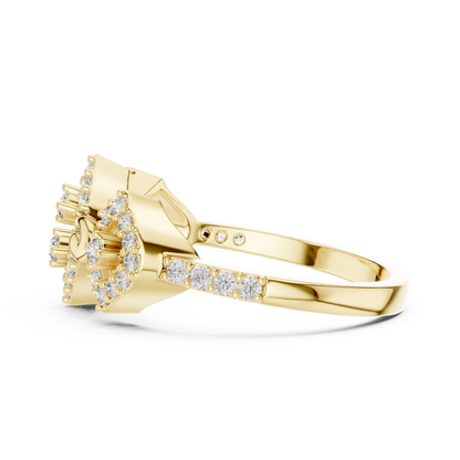 Triple Geometric Cluster Pave Lab Grown Diamond Ring