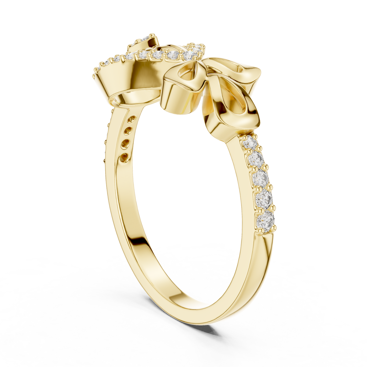 Pear Sunburst Ribbon Pave Lab Grown Diamond Ring