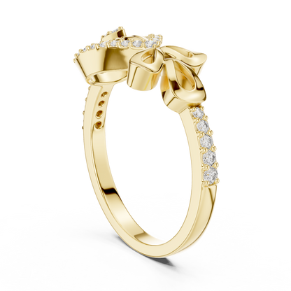 Pear Sunburst Ribbon Pave Lab Grown Diamond Ring