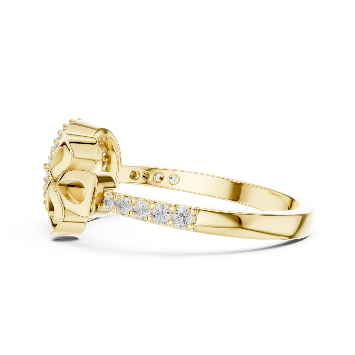 Pear Sunburst Ribbon Pave Lab Grown Diamond Ring