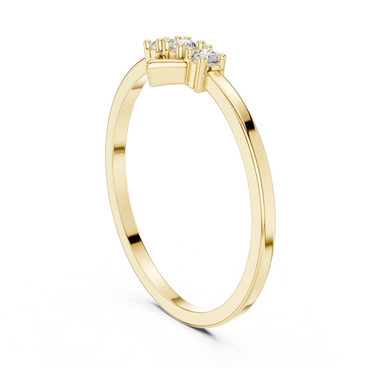 Three-Stone Lab Grown Diamond & Geometric Lozenge Stackable Band