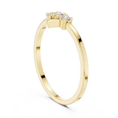 Three-Stone Lab Grown Diamond & Geometric Lozenge Stackable Band