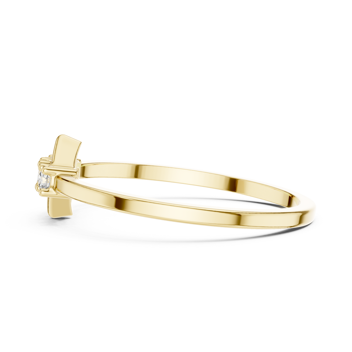Three-Stone Lab Grown Diamond & Geometric Lozenge Stackable Band