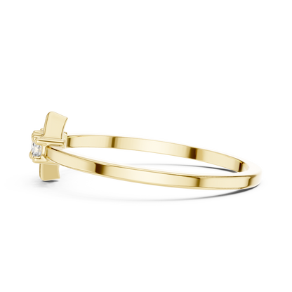 Three-Stone Lab Grown Diamond & Geometric Lozenge Stackable Band