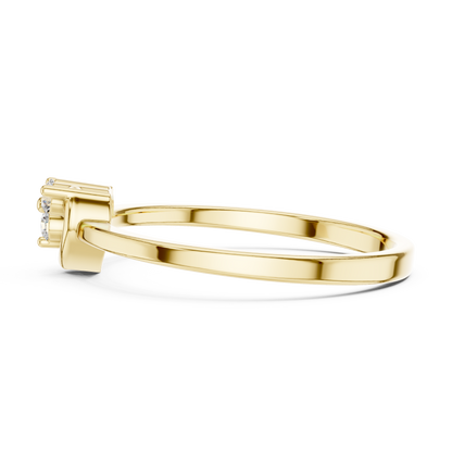 Three Stone Sweet Heart Cluster Lab Grown Diamond Ring