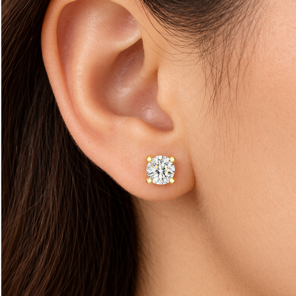 2 ct Each  Round Solitaire Lab Grown Diamond Studs Earring