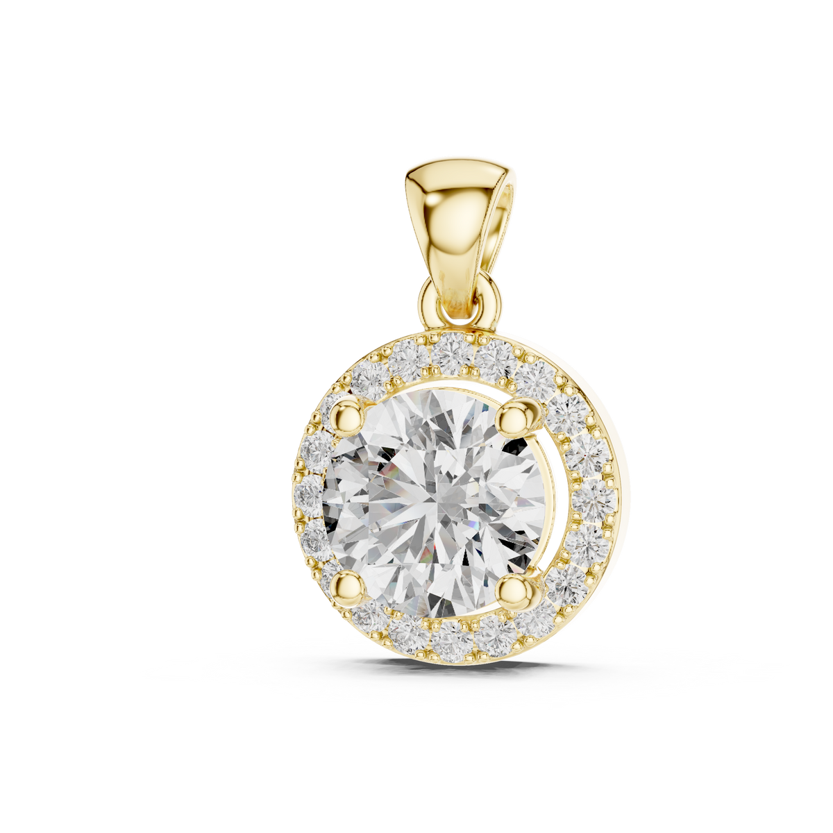 1ct Round Cut Lab Grown Diamond Solitaire Halo Pendant