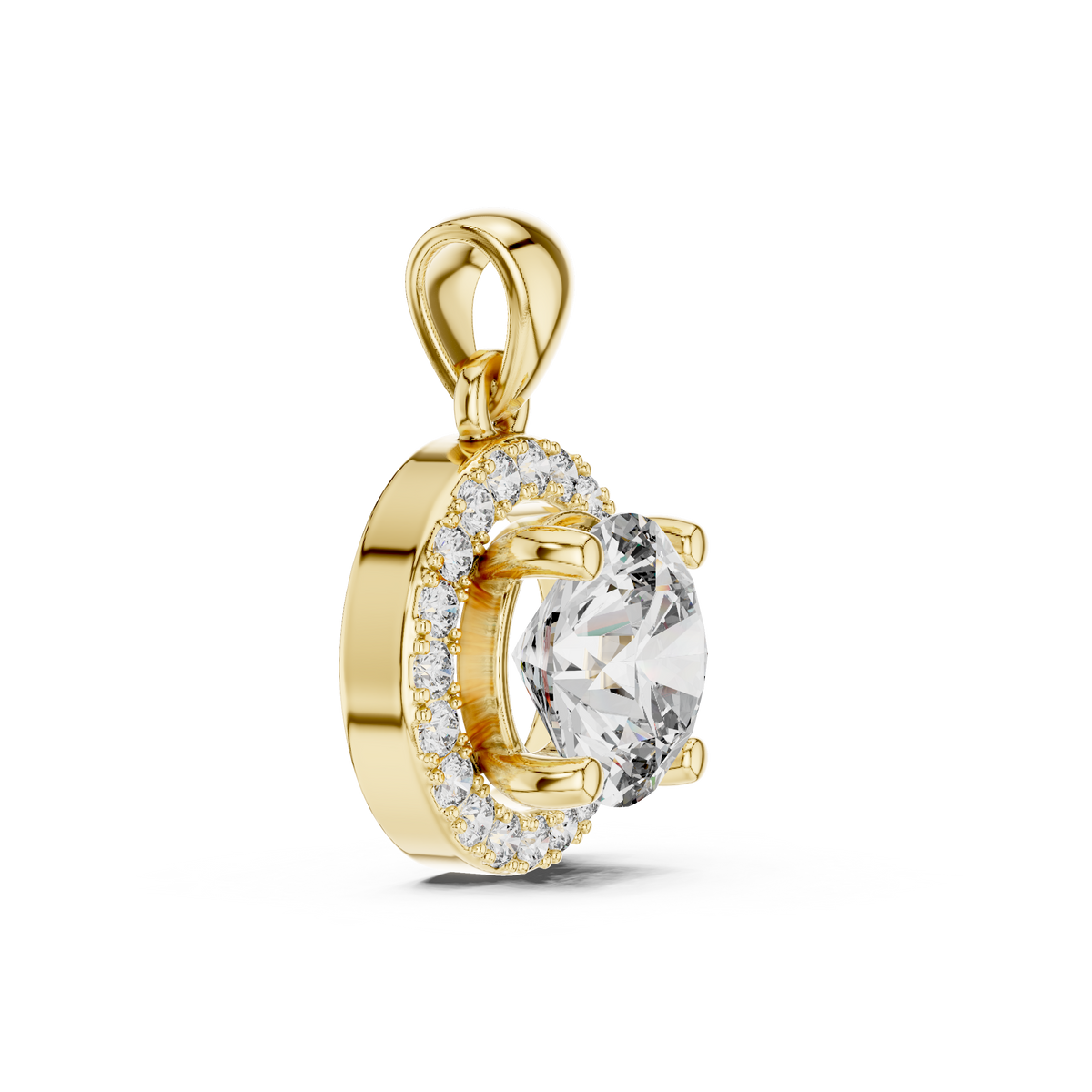 1ct Round Cut Lab Grown Diamond Solitaire Halo Pendant