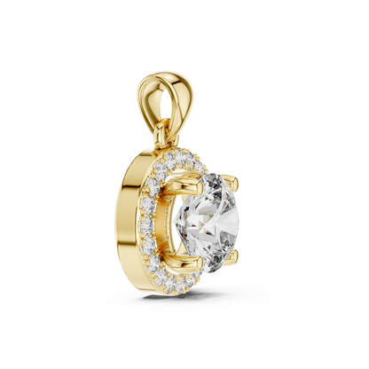 1ct Round Cut Lab Grown Diamond Solitaire Halo Pendant