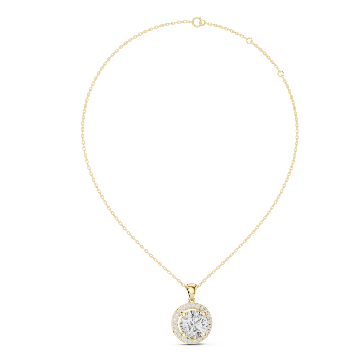 3ct Round Cut Lab Grown Diamond Solitaire Halo Pendant