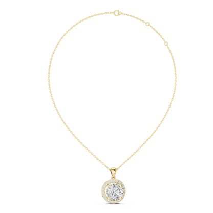 3ct Round Cut Lab Grown Diamond Solitaire Halo Pendant