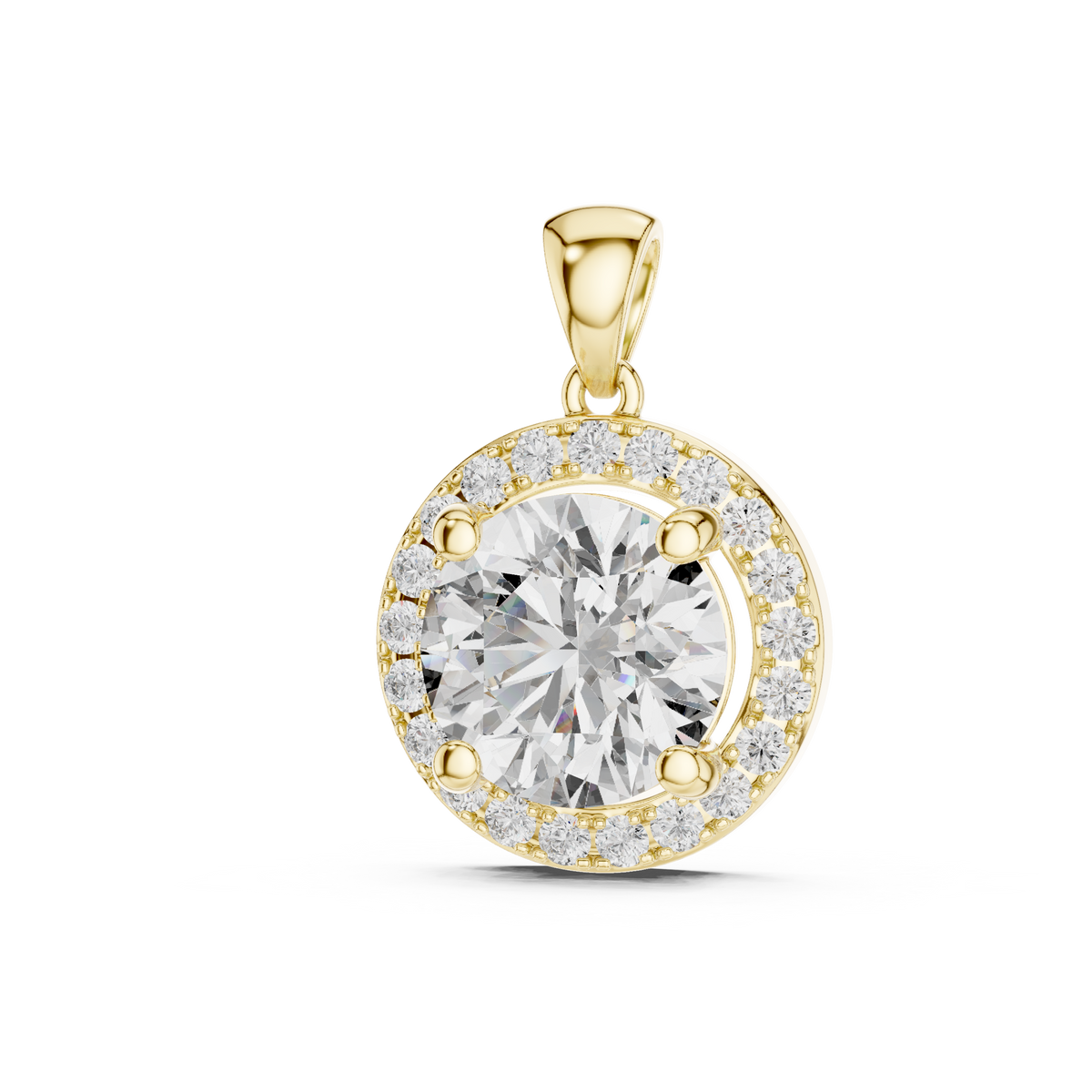 3ct Round Cut Lab Grown Diamond Solitaire Halo Pendant