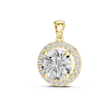 3ct Round Cut Lab Grown Diamond Solitaire Halo Pendant