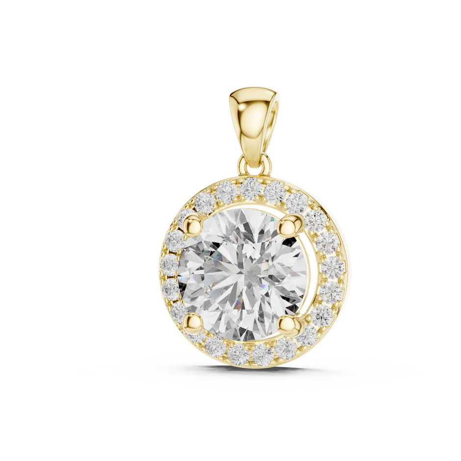 3ct Round Cut Lab Grown Diamond Solitaire Halo Pendant