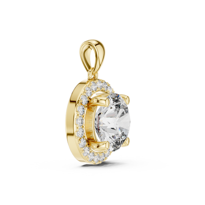 3ct Round Cut Lab Grown Diamond Solitaire Halo Pendant