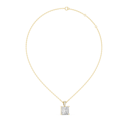 2ct Princess Cut Lab Grown Diamond Solitaire Pendant  with Pavé Bail