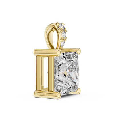 2ct Princess Cut Lab Grown Diamond Solitaire Pendant  with Pavé Bail