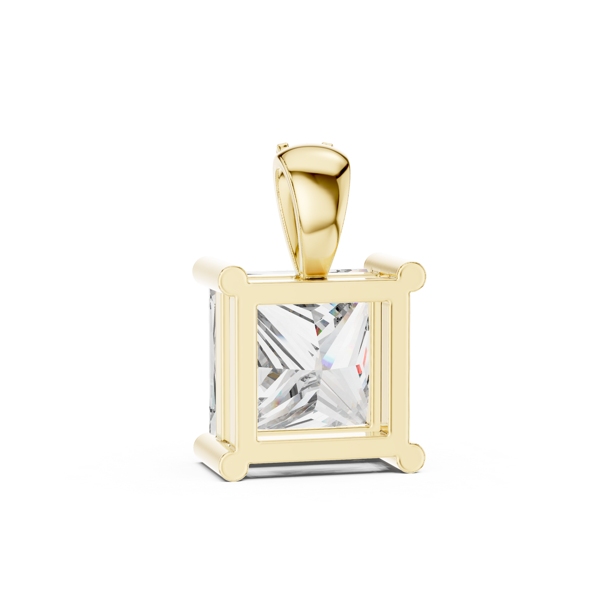 2ct Princess Cut Lab Grown Diamond Solitaire Pendant  with Pavé Bail