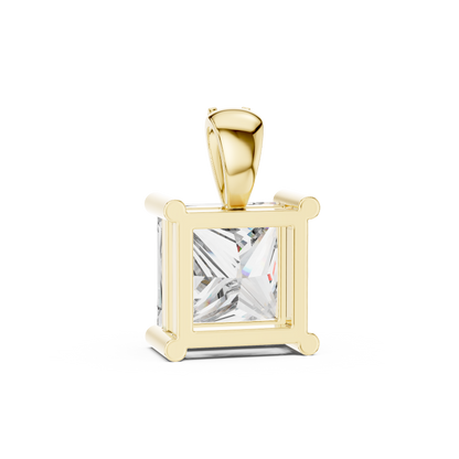 2ct Princess Cut Lab Grown Diamond Solitaire Pendant  with Pavé Bail