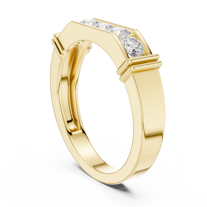 Five Stone Channel Set Round Lab Grown Diamond Ring Band
