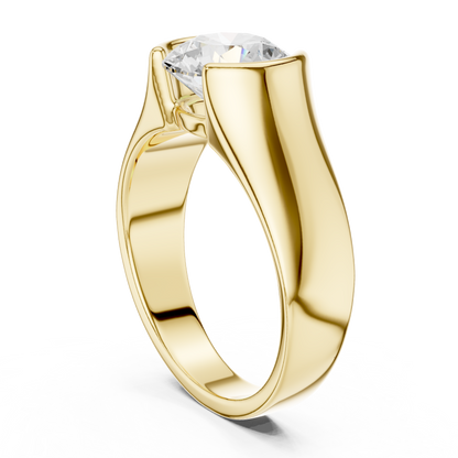 Half Bezel Set 1.50 Ct Round Lab Grown Diamond Ring Solitaire Band