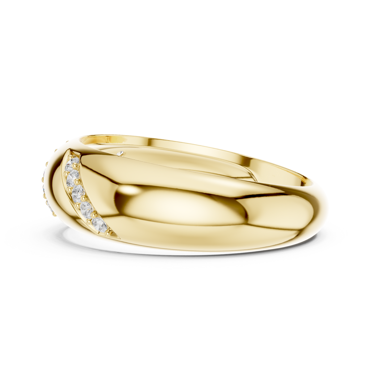 Diagonal Slash Round Shape Lab Grown Diamond Ring Dome Band