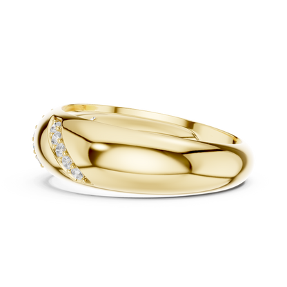 Diagonal Slash Round Shape Lab Grown Diamond Ring Dome Band