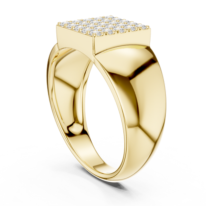 Round Shape Square Grid Pave Lab Grown Diamond Ring Signet Band