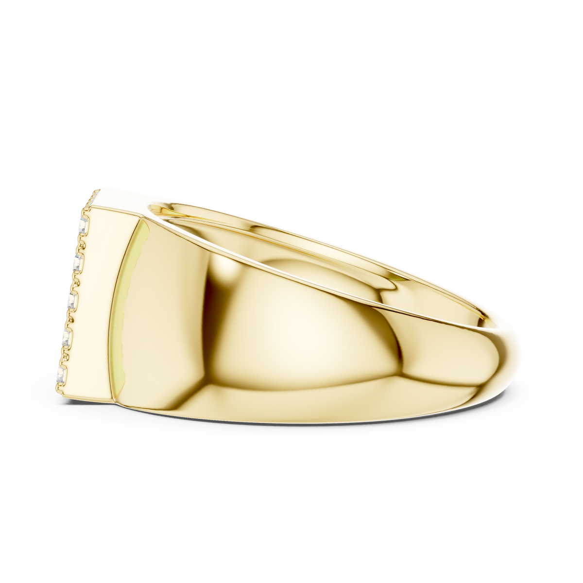 Round Shape Square Grid Pave Lab Grown Diamond Ring Signet Band
