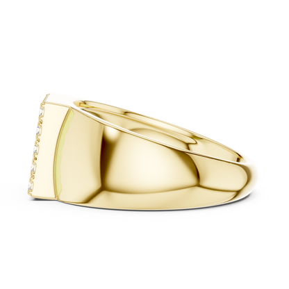 Round Shape Square Grid Pave Lab Grown Diamond Ring Signet Band