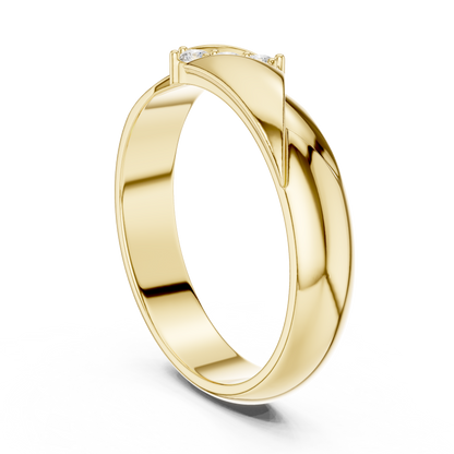 Diagonal Bypass Round Shape Lab Grown Diamond Ring Sculpted Band
