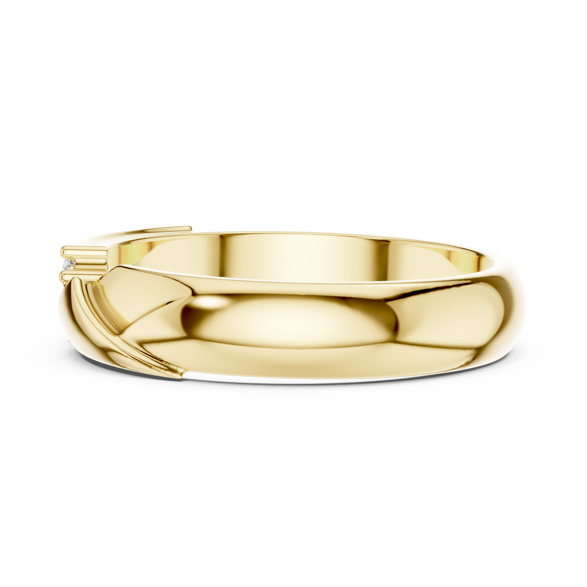 Diagonal Bypass Round Shape Lab Grown Diamond Ring Sculpted Band