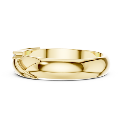Diagonal Bypass Round Shape Lab Grown Diamond Ring Sculpted Band