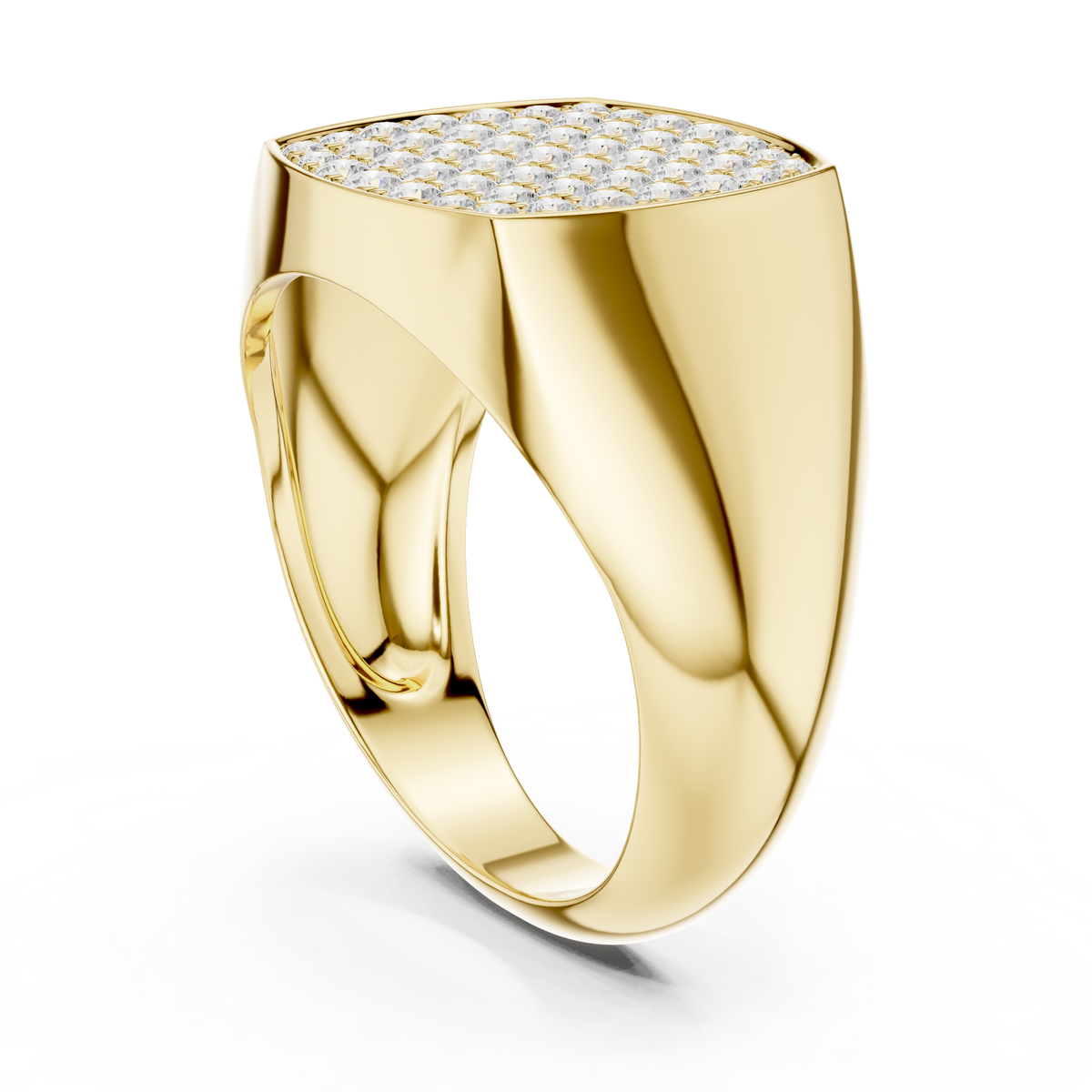 Pave Set Cluster Round Lab Grown Diamond Ring in Cushion Signet Style