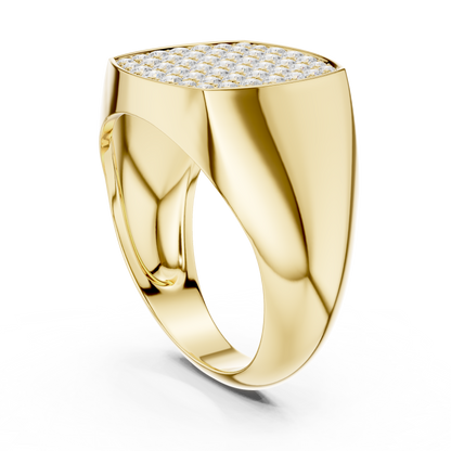 Pave Set Cluster Round Lab Grown Diamond Ring in Cushion Signet Style