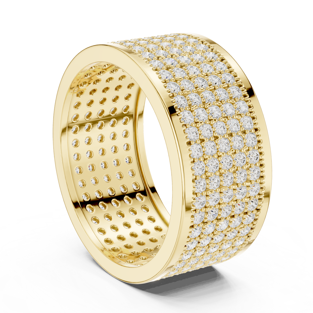 Multi Row Micro Pave Round Shape Lab Grown Diamond Ring Eternity Band