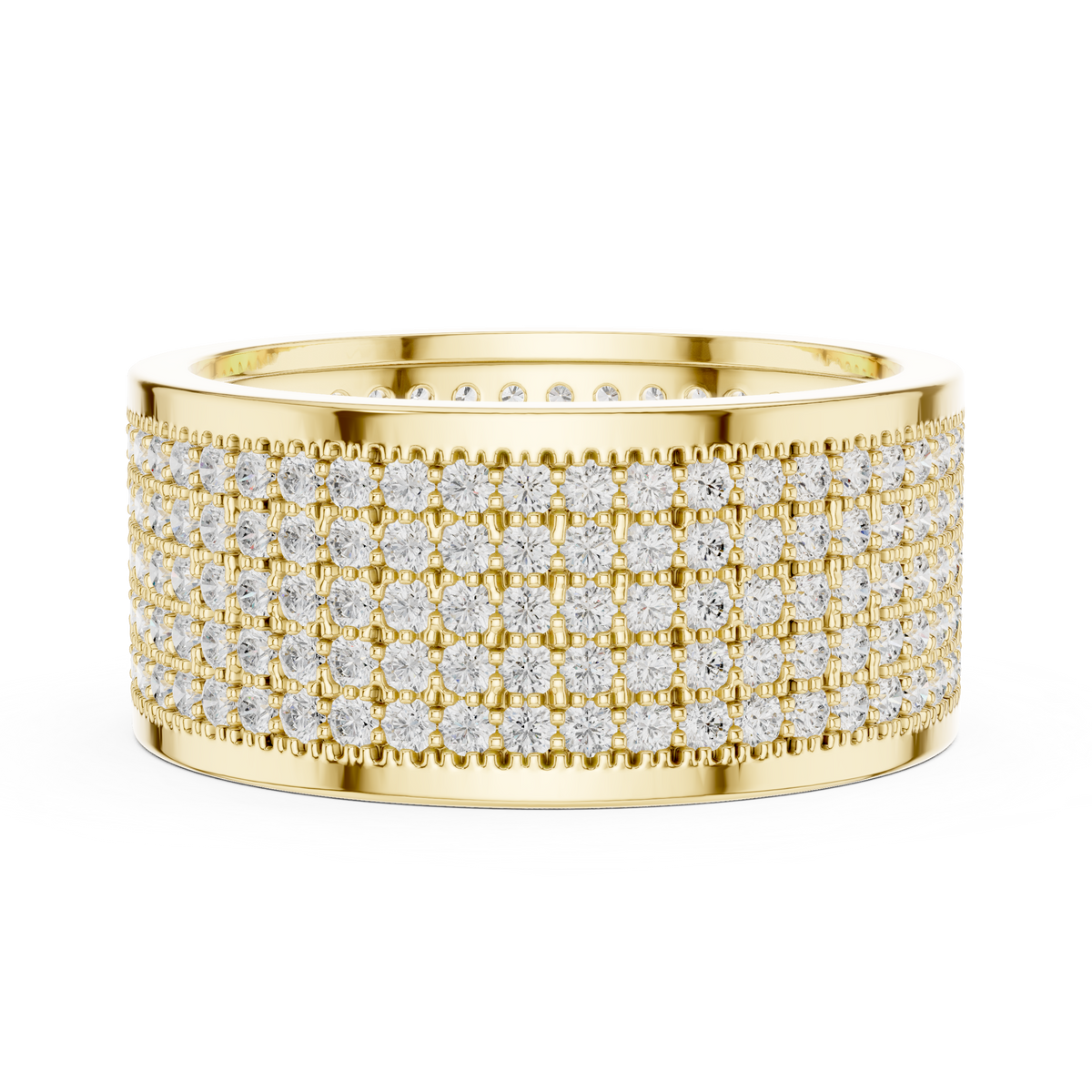 Multi Row Micro Pave Round Shape Lab Grown Diamond Ring Eternity Band