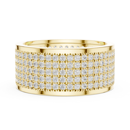 Multi Row Micro Pave Round Shape Lab Grown Diamond Ring Eternity Band