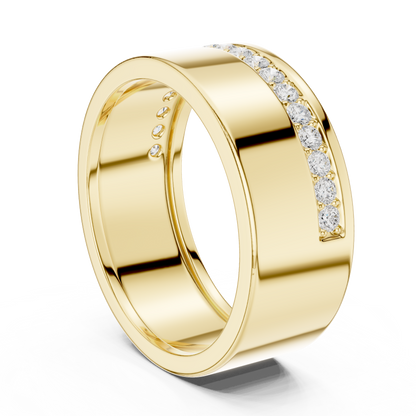 Offset Channel Round Shape Lab Grown Diamond Ring Wide Band Style