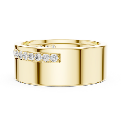 Offset Channel Round Shape Lab Grown Diamond Ring Wide Band Style