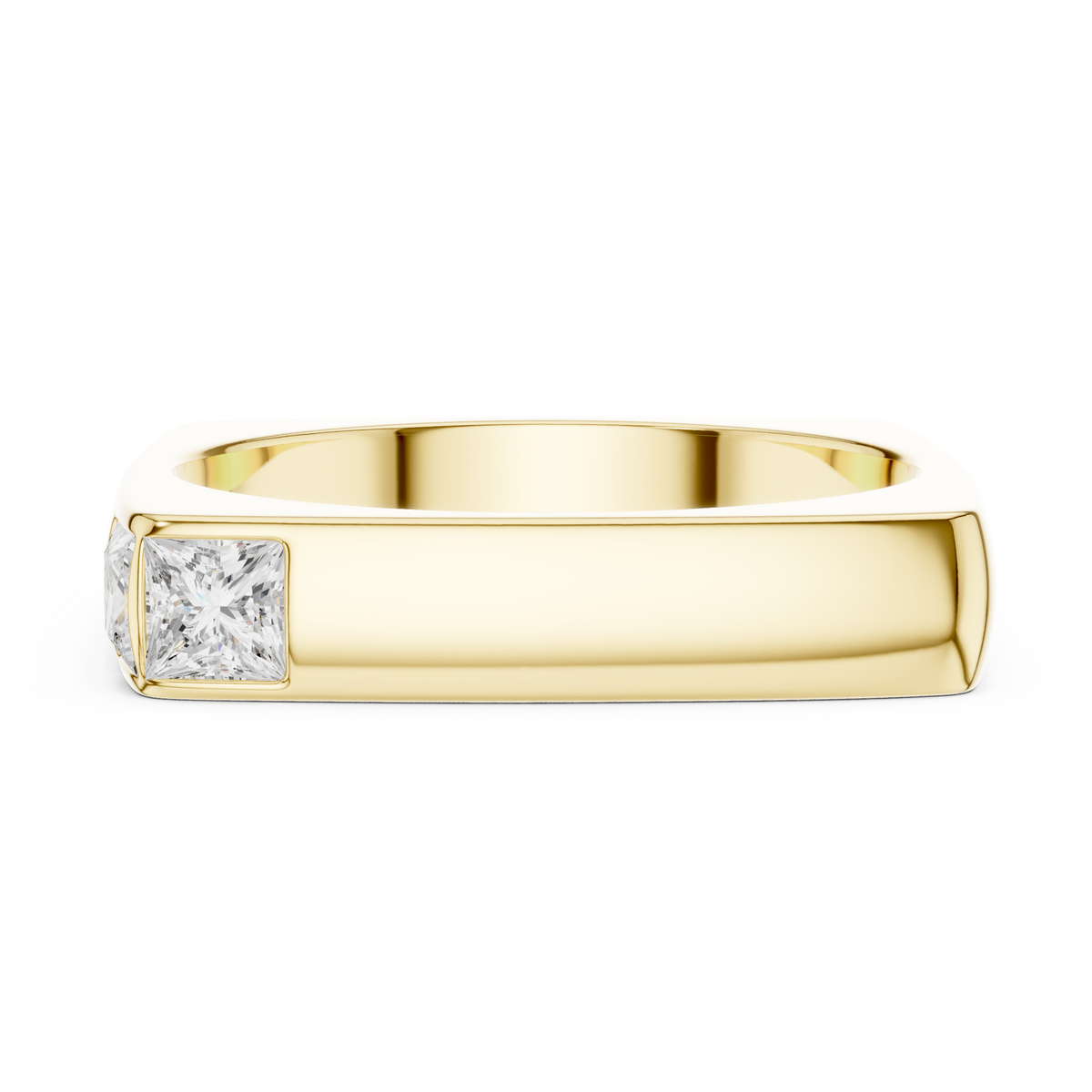 Square Profile Corner Flush Set Princess Shape Lab Grown Diamond Ring Band