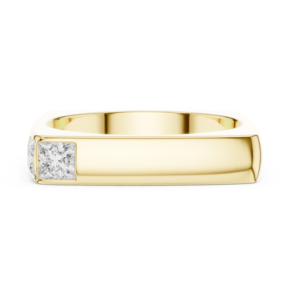 Square Profile Corner Flush Set Princess Shape Lab Grown Diamond Ring Band