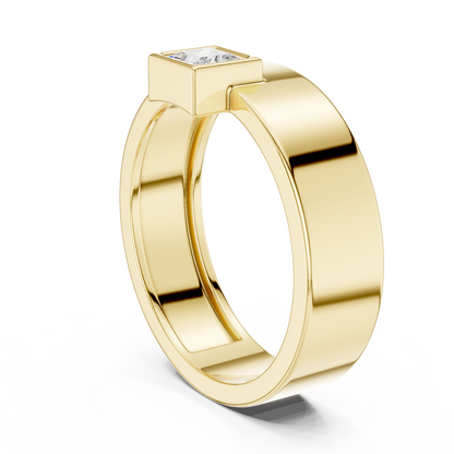 Bezel Set Princess Shape Lab Grown Diamond Ring Solitaire Flat Band
