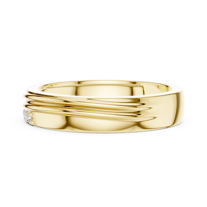Grooved Accent Round Shape Lab Grown Diamond Ring Parallel Ridge Band