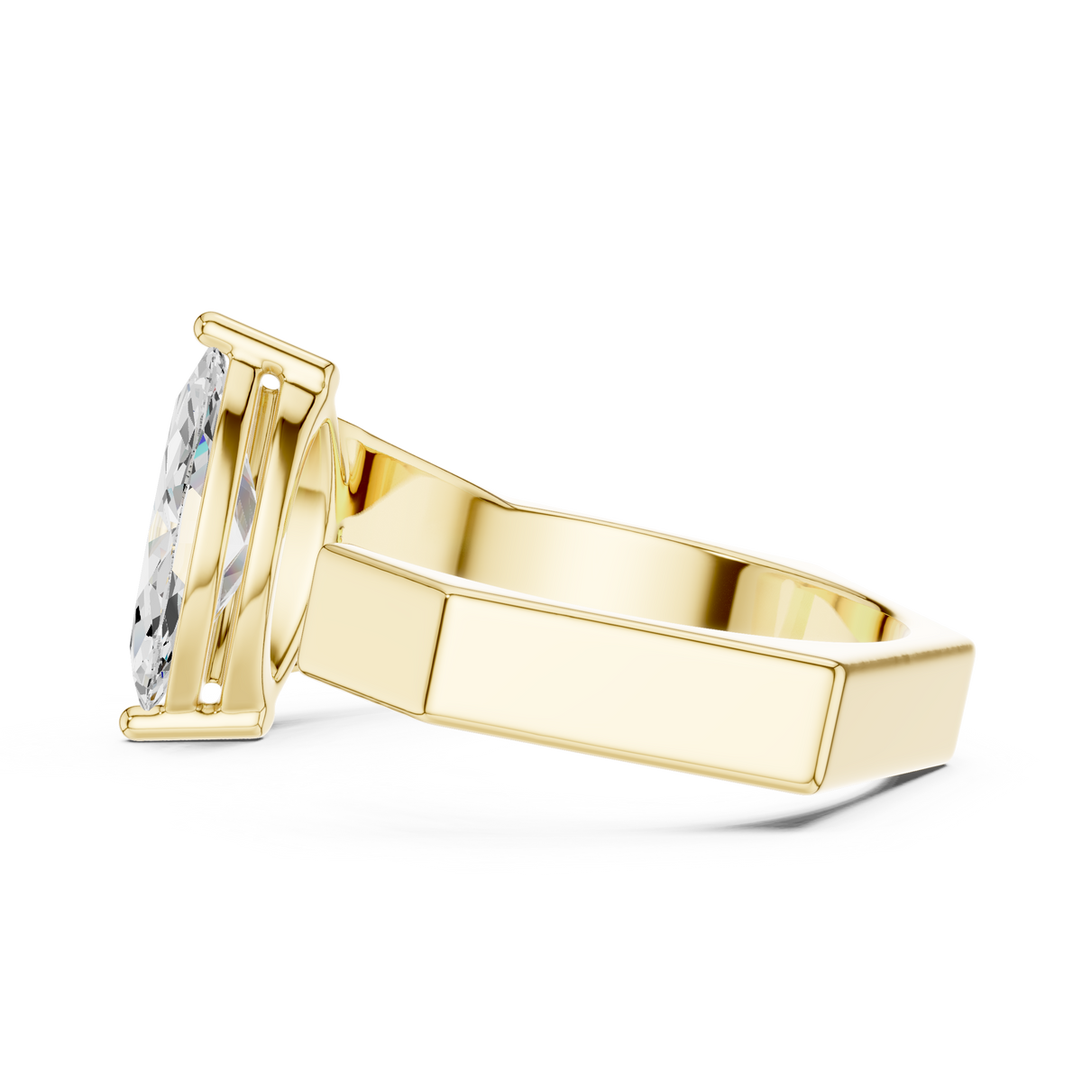 Open Cuff Marquise Shape Lab Grown Diamond Solitaire Ring Geometric Band
