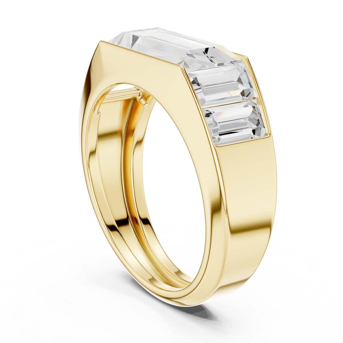 Five Stone East West Baguette Shape Lab Grown Diamond Solitaire Ring Channel Bezel Band