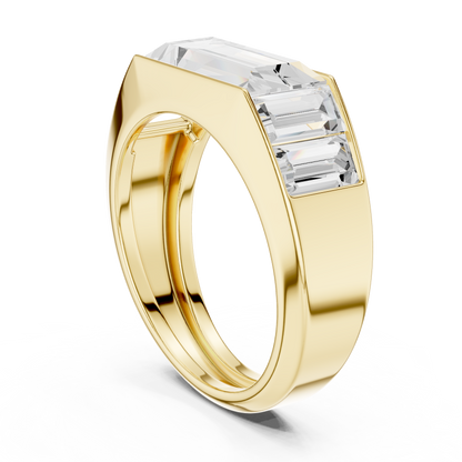 Five Stone East West Baguette Shape Lab Grown Diamond Solitaire Ring Channel Bezel Band