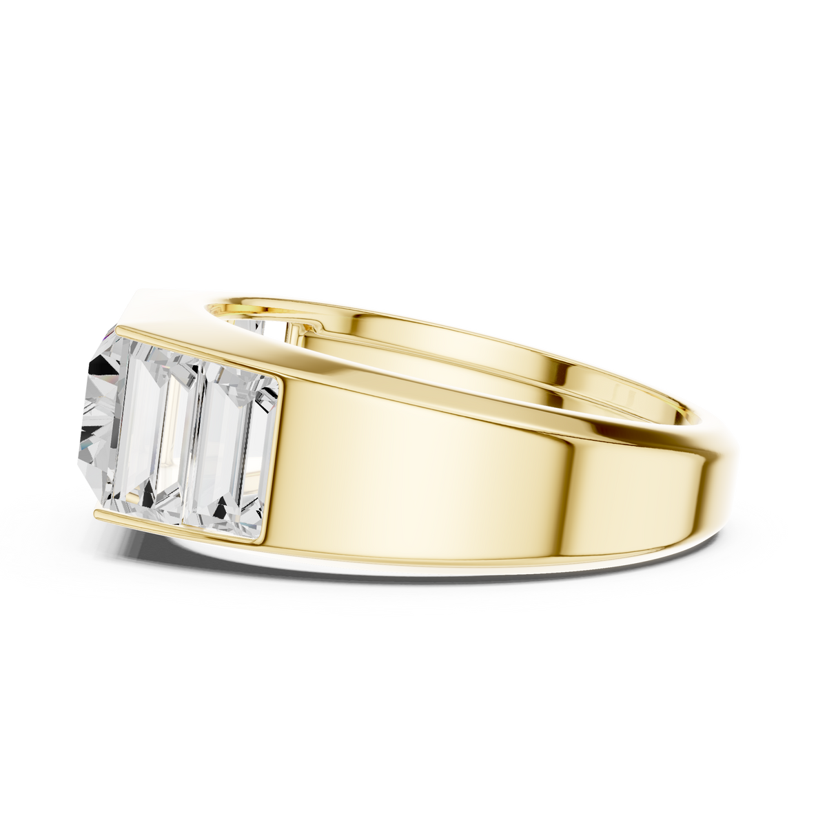 Five Stone East West Baguette Shape Lab Grown Diamond Solitaire Ring Channel Bezel Band